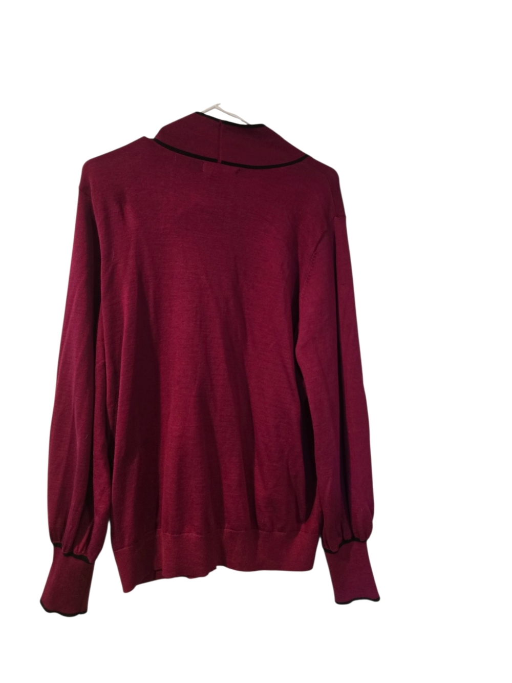 Liz Claiborne Wine Red Knit Top with Black Trim and Neck Tie Sz XL - Picture 3 of 8